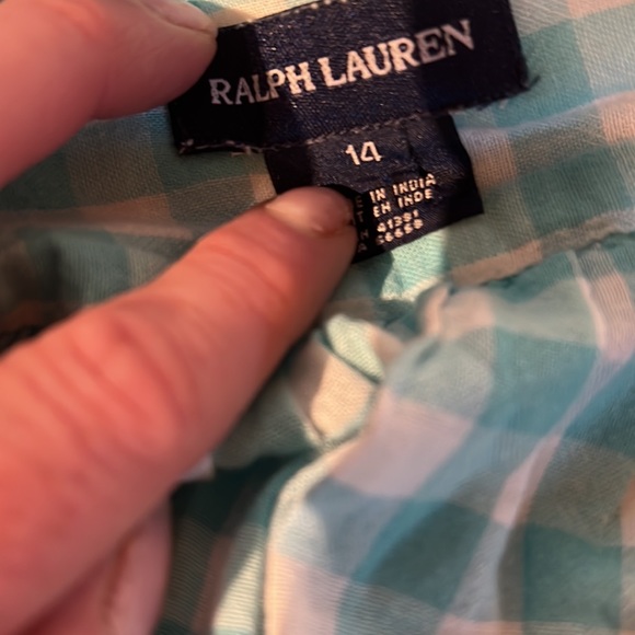 COPY - Polo Size 14 Aqua/white Gingham Button Up Shirt - Picture 4 of 6